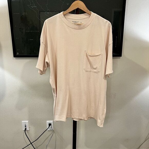 Abercrombie & Fitch - Soft Essentials Long Line T-shirt Raw Hem Large - Nude - Picture 1 of 6